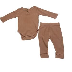 City Mouse Organic Thermal Knit Neutral Top & Pants Set
